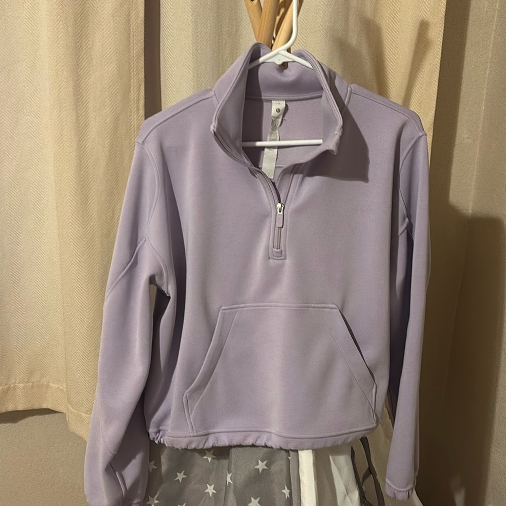 lululemon brushed soft stream half zip- light purple perfect condition